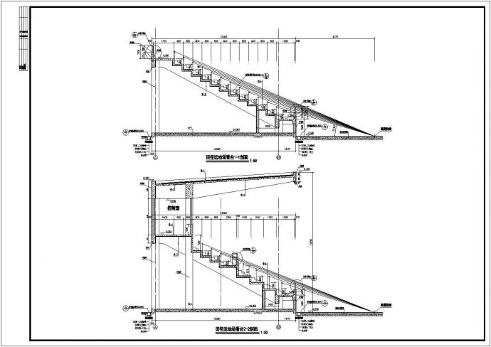 某室外体育运动场地看台（下部含卫生间）CAD图纸_图1