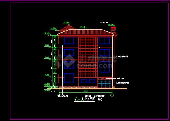 某地别墅建筑设计详细CAD施工图纸-图二