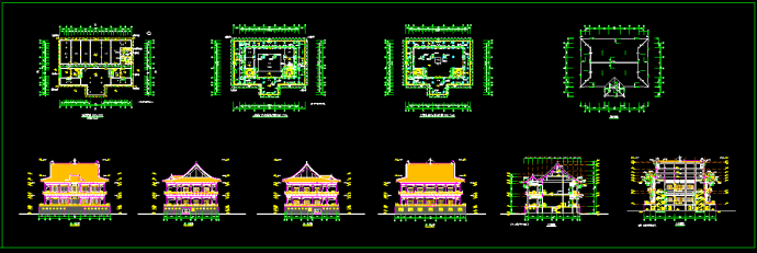 某仿古建筑CAD设计施工平立面图纸_图1