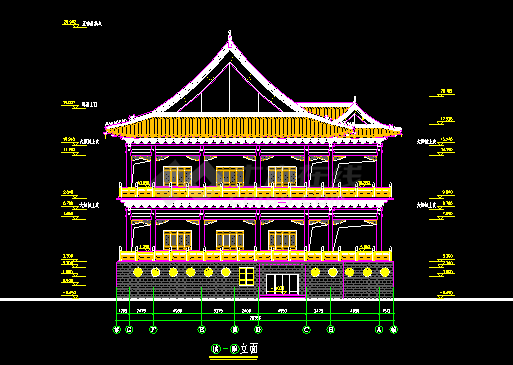 某仿古建筑CAD设计施工平立面图纸-图二