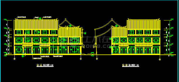 某仿古清式公建建筑CAD设计施工平面图纸-图二