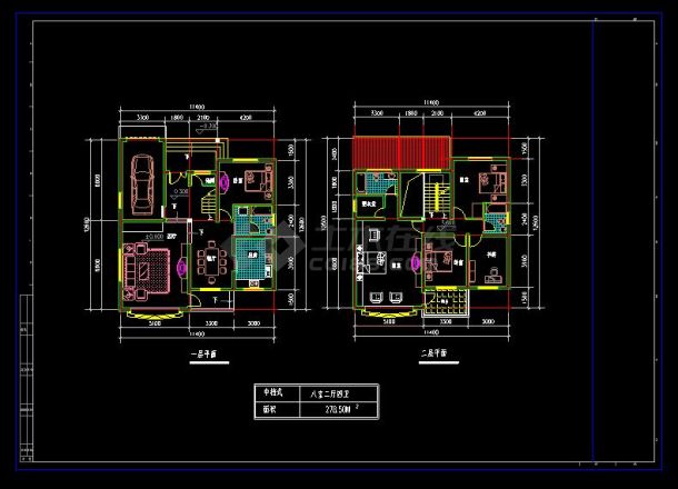 几套别墅户型cad施工设计方案图-图二