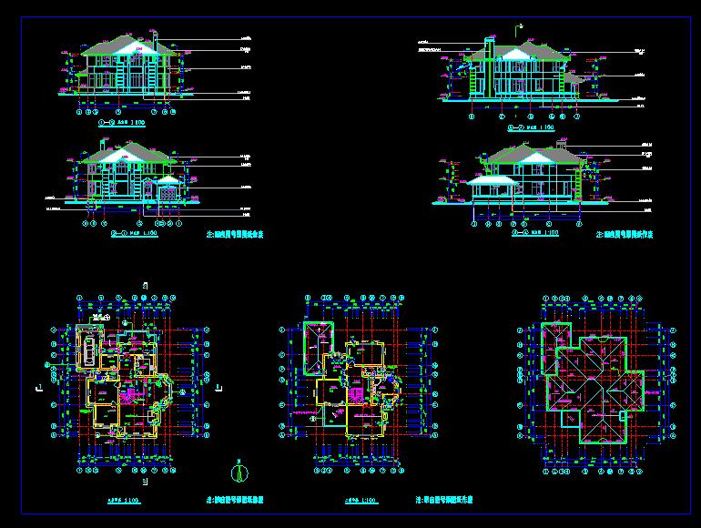 精致的别墅建筑cad施工方案设计图