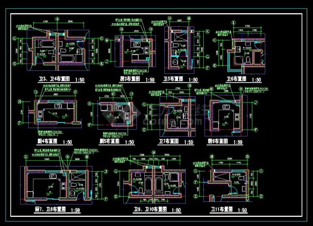 某联体别墅建筑cad详细施工图纸-图二