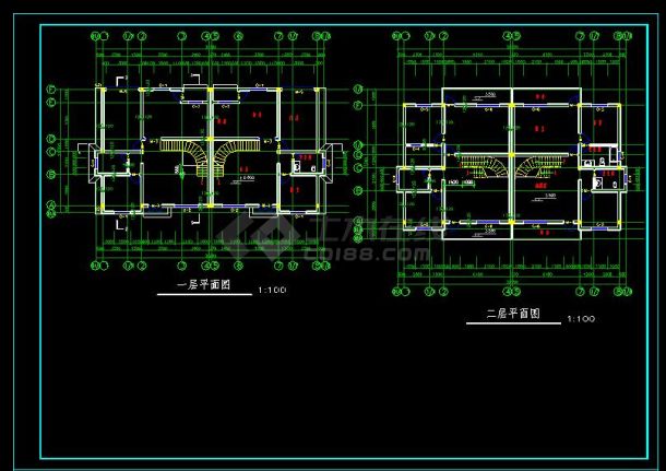 两套别墅建筑cad设计施工方案图-图二