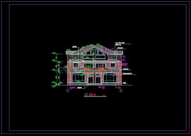 某地双联别墅建筑设计cad全套图-图二
