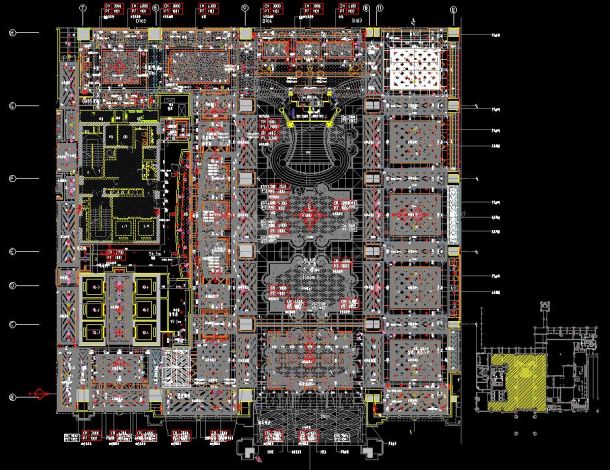 某地豪华五星级酒店大堂施工图含效果图-图一