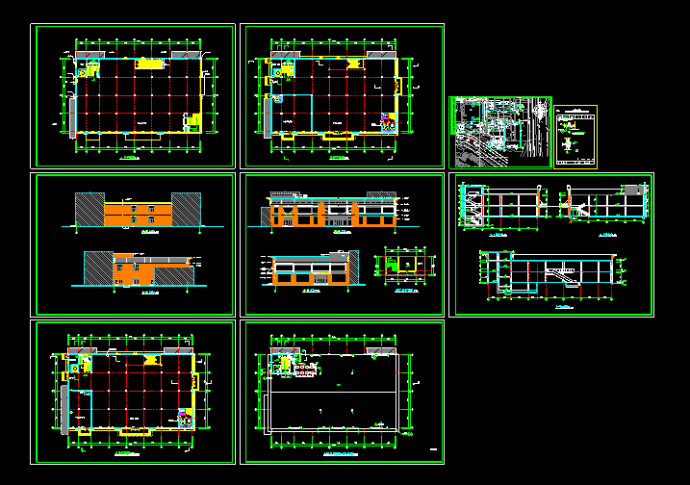 小型超市全套施工设计CAD平立剖建筑图_图1