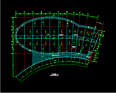 食堂平面和屋顶网架施工设计CAD平面图-图二
