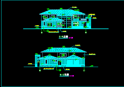 某两层独立豪华别墅施工D型建筑CAD设计图-图二