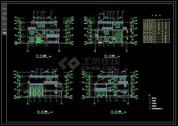 某小区独栋别墅建筑设计cad施工图(含设计说明）-图二