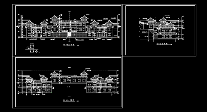 仿古建办公室精彩设计CAD立面图_图1