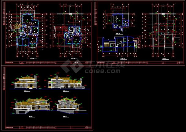 某地高档小区别墅建筑设计CAD图-图一