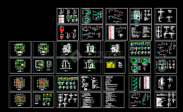 别墅建筑结构全套CAD设计大样图纸-图一