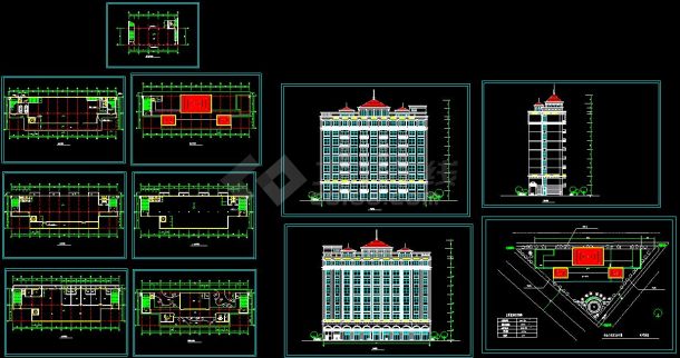 大型商务楼建筑CAD平立面全套施工图-图一