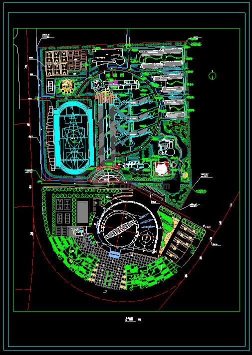 大型体育馆建筑总平面规划CAD图纸-图一