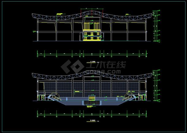大型足球场灯光CAD平面设计建筑施工图-图二