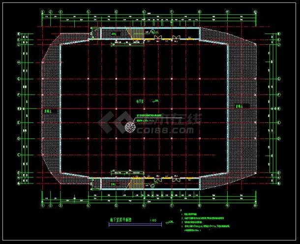 某地篮球体育馆CAD平面设计施工图-图二