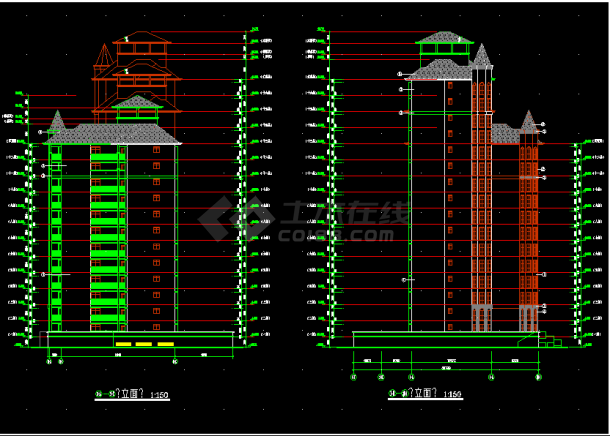 某市区某小区住宅楼CAD全套建筑图-图二