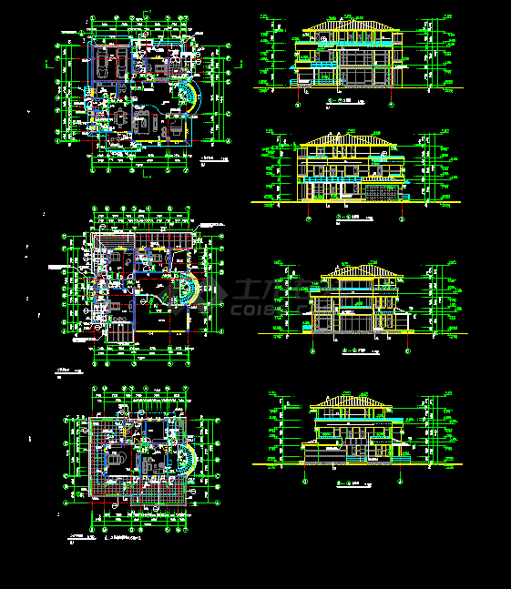 经典别墅样板cad平立面设计施工图-图一