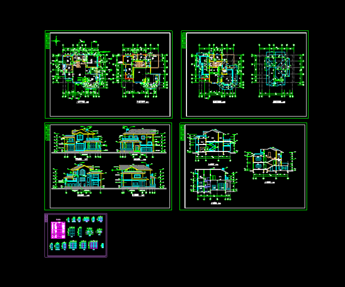 别墅建筑设计全套cad平立剖面施工图_图1