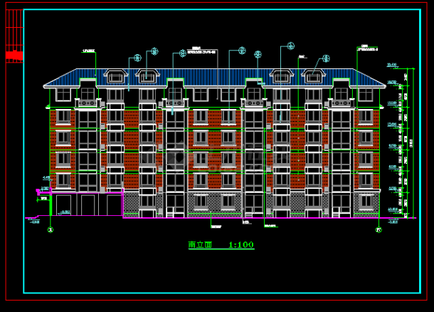 带底商多层住宅建筑施工CAD设计方案图纸-图二