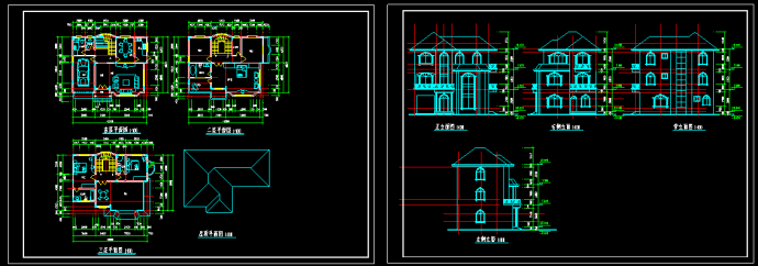 某地多层经典现代风格别墅建筑设计cad图_图1