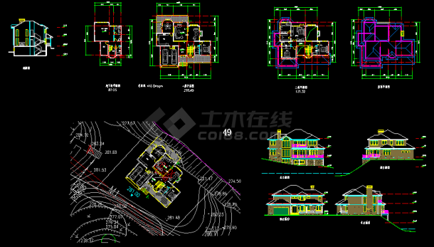 某地多次层小型别墅建筑CAD施工图-图一