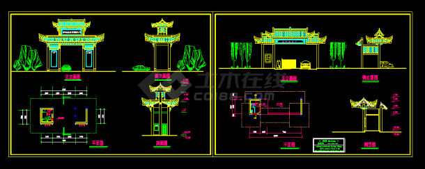 某公园大门建造设计方案cad施工图-图一