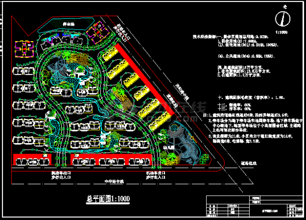 某住宅小区景观绿化及规划cad设计施工总平面图-图一