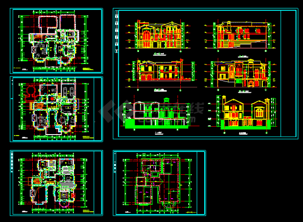 某现代小区别墅设计方案CAD施工图纸-图一