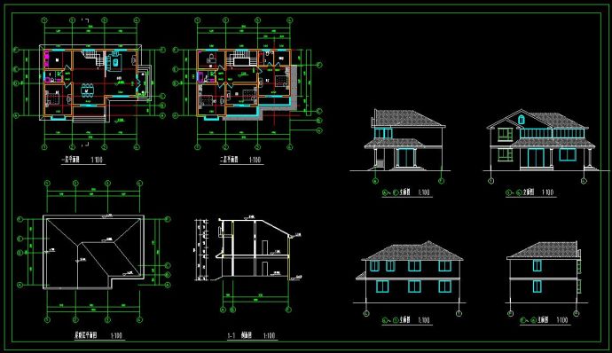 某地乡村住宅别墅建筑设计cad方案图附带效果图_图1