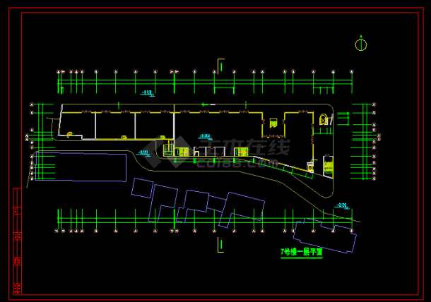 四层商业中心建筑施工设计CAD图-图二