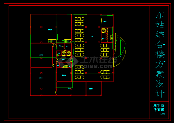 综合楼建筑施工设计CAD方案总图-图二