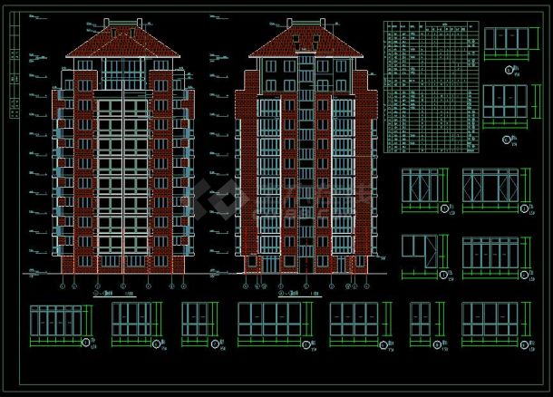 某高档小区住宅楼建筑方案设计CAD施工图-图二