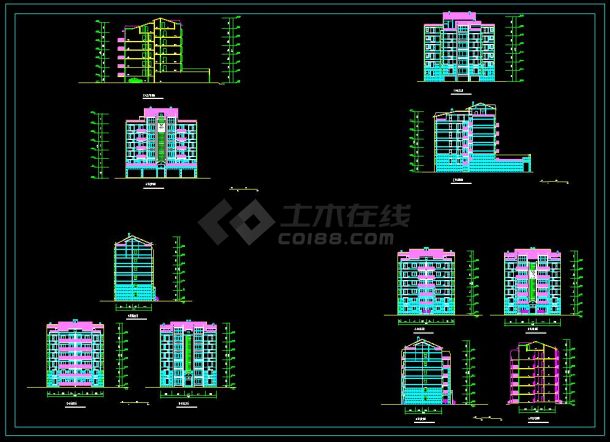 某地小区住宅楼建筑设计CAD施工立面图-图一