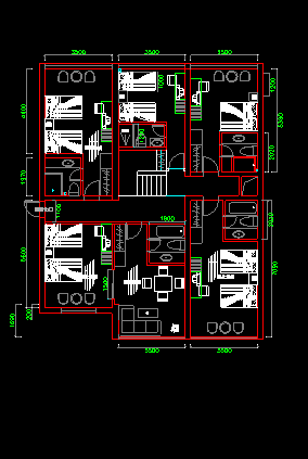 某小区标准住宅套房CAD建筑设计方案图纸-图二