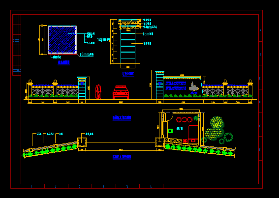 某运输公司大门建筑方案cad设计图_图1
