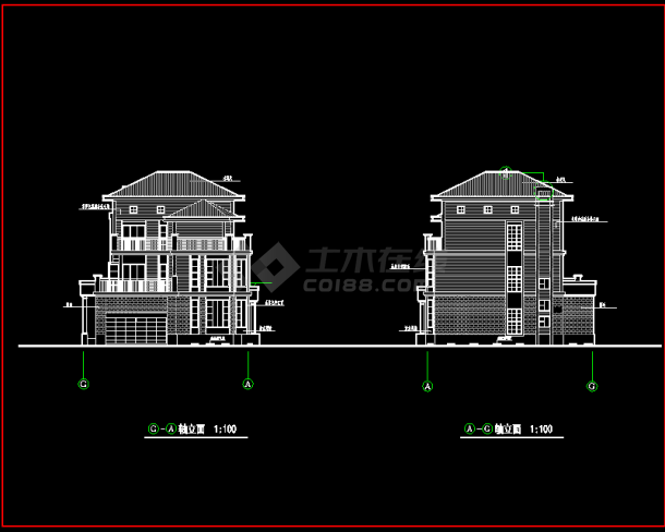 某城市高档别墅小区CAD设计施工图-图二