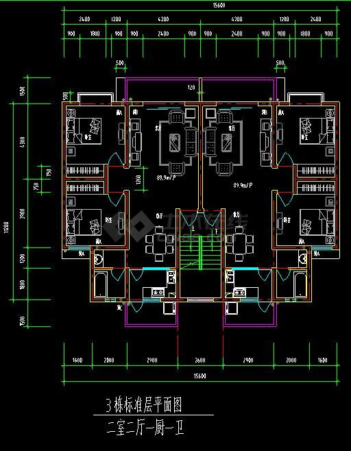 某住宅项目户型方案设计CAD施工图-图二