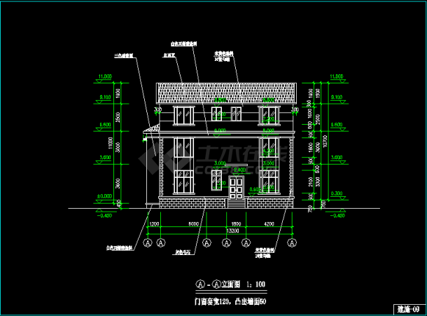  某市区小型别墅CAD建筑施工图纸-图二