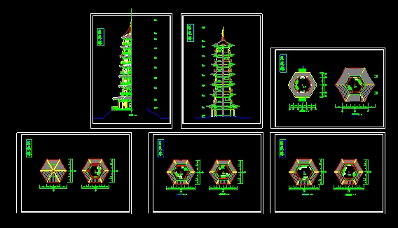 某砖混结构古塔建筑施工设计CAD图纸_图1
