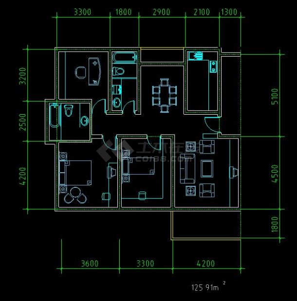 某地住宅区户型方案设计CAD施工图-图二