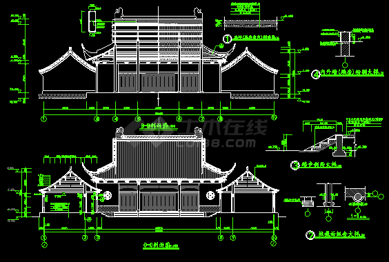 某地财神殿全套建筑CAD设计施工图-图二