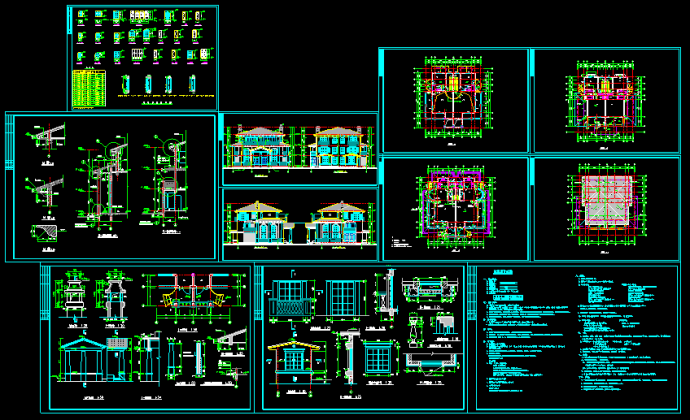 某双拼别墅经典CAD建筑设计施工图_图1