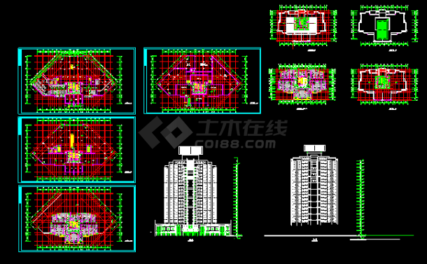 某市花园小区高层住宅楼施工CAD建筑图纸-图一