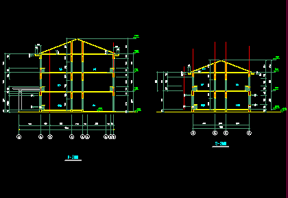 某市收费站建筑CAD设计施工平立面图纸-图二