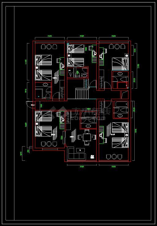 某大两居室住宅室内装修设计方案CAD图-图二