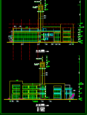 大学生活动中心建筑设计cad平立面施工方案图-图二