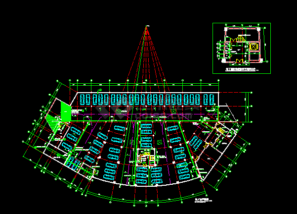 娱乐城大厦施工设计平立剖全套CAD图-图二